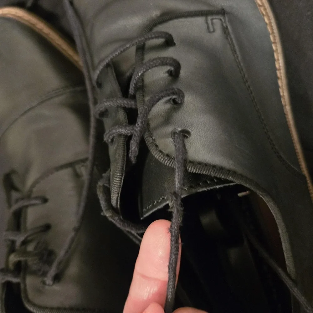Leather Dress Shoes Mens Size 11.5 Black Cap Toe Derby Business‎ Casual Office